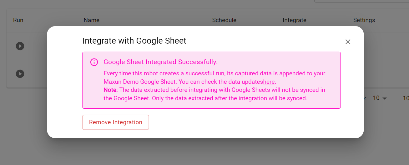 Maxun GSheet Integrated