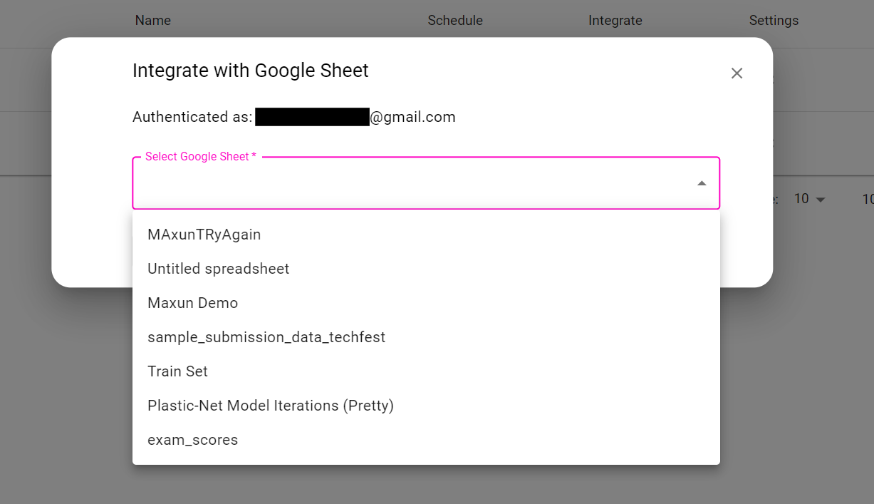 Maxun GSheet Sheets