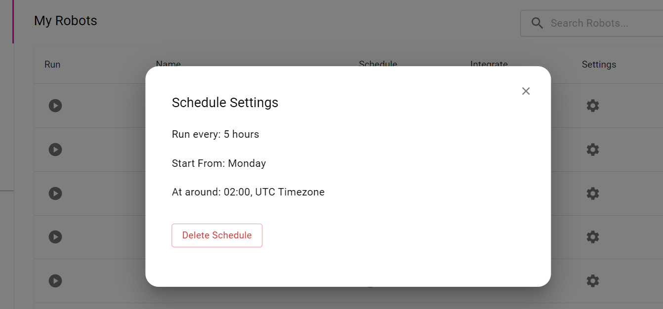 Maxun Schedule Settings Set