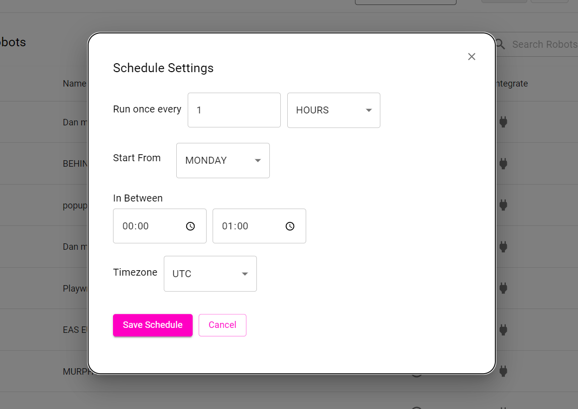 Maxun Schedule Settings